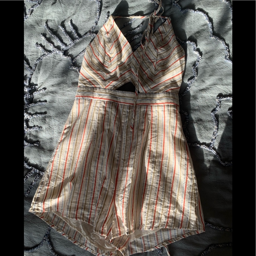 Halter top striped romper